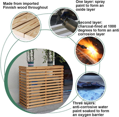  Housse En Bois Pour Climatiseur – Protection Extérieure Pour Climatiseurs Et Pompes à Chaleur – Clôture élégante Pour Dissimuler Le Climatiseur, Idéale Pour Une Utilisation En Extérieur