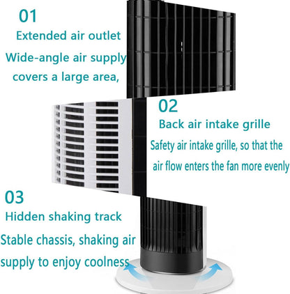  Climatiseur Portable, Ventilateur Tour Silencieux Avec Air Froid, 3 Vitesses Et 3 Modes, Refroidisseur Oscillant à 80° Sans Pales Pour Chambre à Coucher, Bureau à Domicile