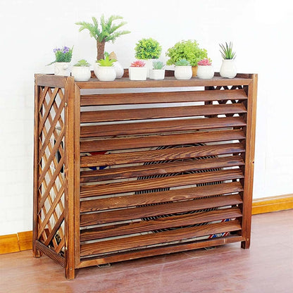  Clôture De Climatisation, Protection Pour Unité Extérieure, Support Pour Plantes Marron, Support à Fleurs En Bois Pour Climatiseur, Volets De Confidentialité
