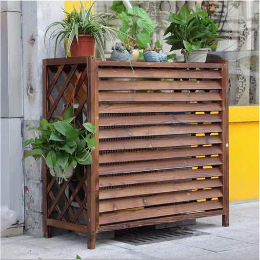  Clôture De Climatiseur De Type Fenêtre, Couvercle De Climatiseur, Coque De Poubelle En Bois Massif, Support De Climatiseur Dissimulé, Support De Fleurs, Grille De Protection