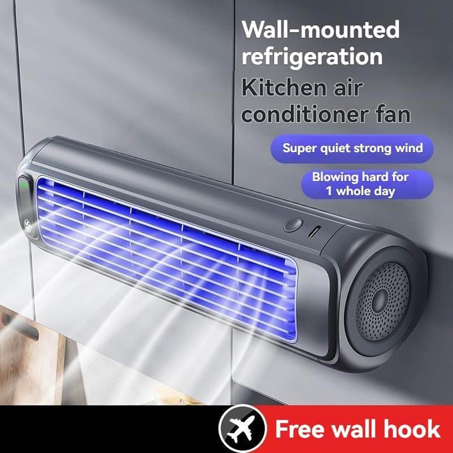  Ventilateur De Climatiseur Portable Avec Charge USB, Bureau à 3 Vitesses Et Refroidissement Mural Pour Usage Domestique Et Bureau