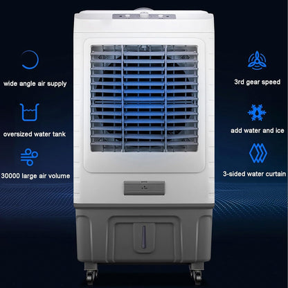 GENERIC Refroidisseur D'air Portable, Climatiseur Par évaporation 3 En 1, Léger, Faible Bruit, Persiennes Oscillantes, 3 Vitesses Du Vent, Grande Capacité Pour L'intérieur Et L'extérieur
