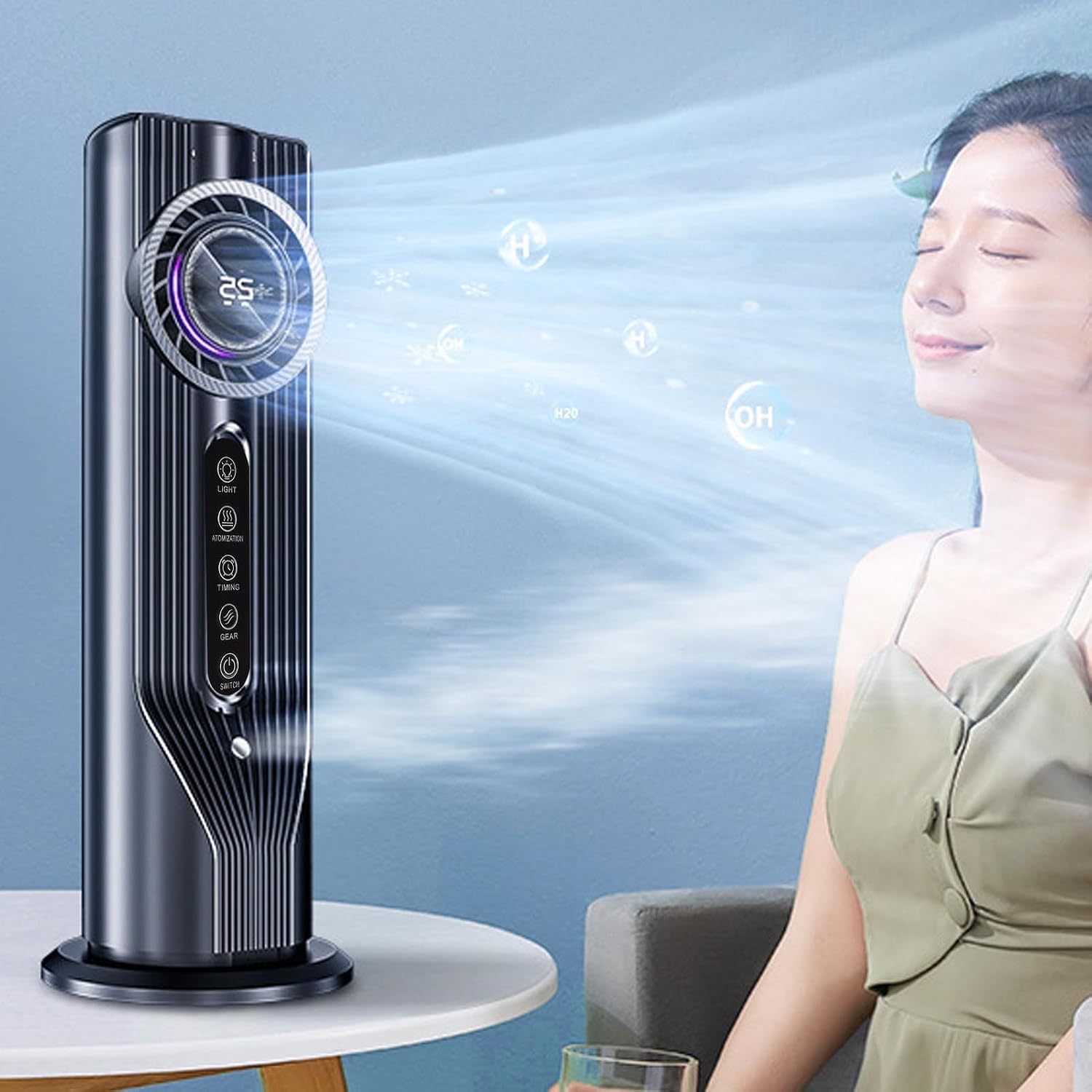  YWBL-WH Humidificateur Refroidisseur D'air Portable, Appareil 3 En 1 Avec 6 Vitesses De Vent, Refroidissement Rapide Pour Les Bureaux Et Les Dortoirs