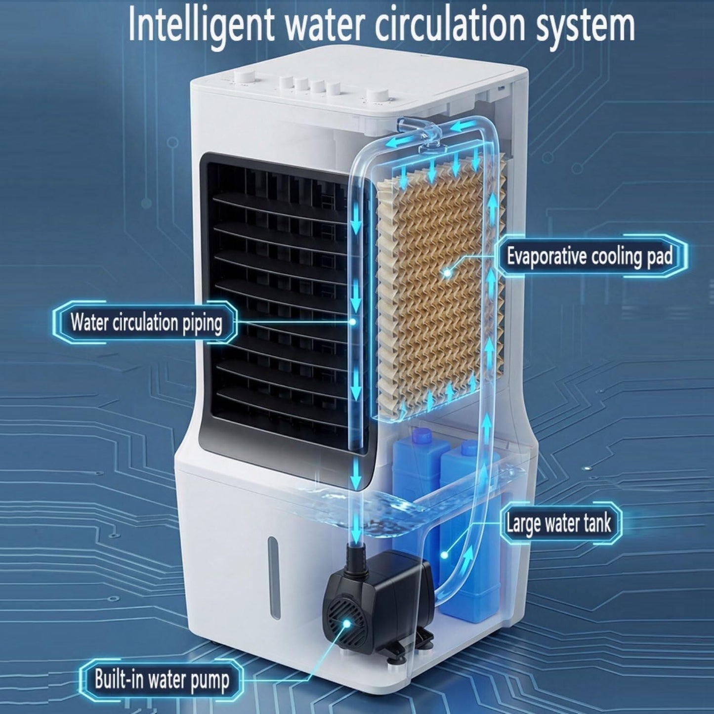 GENERIC Refroidisseur Par évaporation Avec Réservoir D'eau De 12 L, Climatiseur Silencieux, 3 Vitesses, Filtre Lavable, Débit D'air Puissant De 180 M³/h Pour La Maison Et Le Bureau