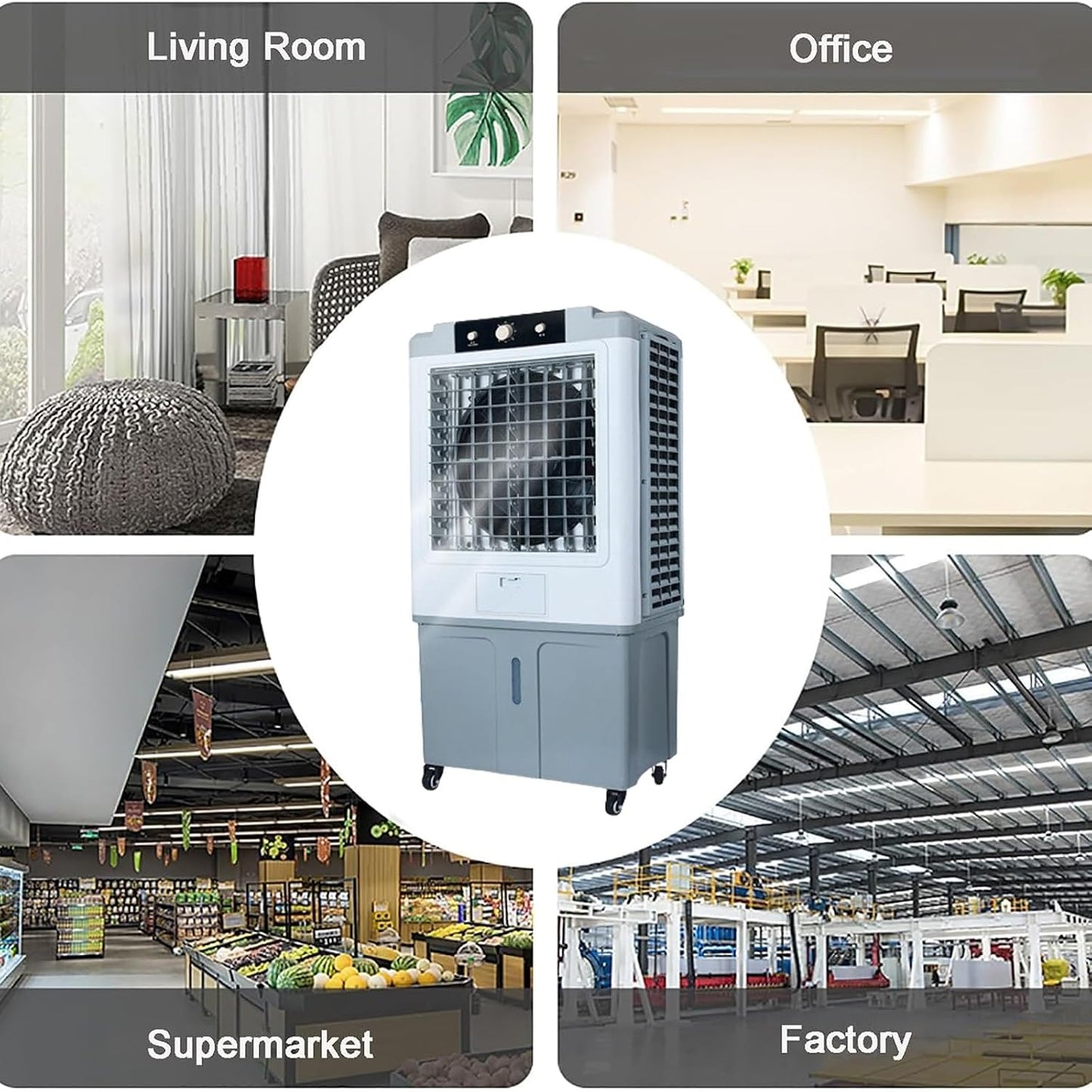  Refroidisseur D'air Par évaporation, Climatiseur Portable – Réservoir D'eau De 70 L Et Minuterie 12 Heures, Installation Facile, Ventilateur Refroidissement 3 En 1 For Garage, Terrasse, Sous-sol