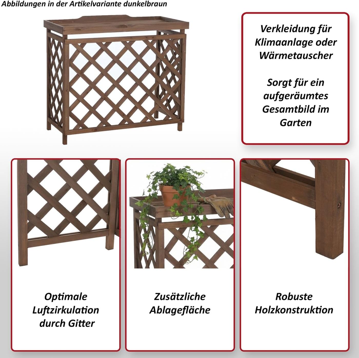  Mendler Cache Pour Climatiseur/échangeur Thermique HWC-Q14, Cache En Bois Certifié MVG 78 X 90 X 45 Cm - Couleur Naturelle
