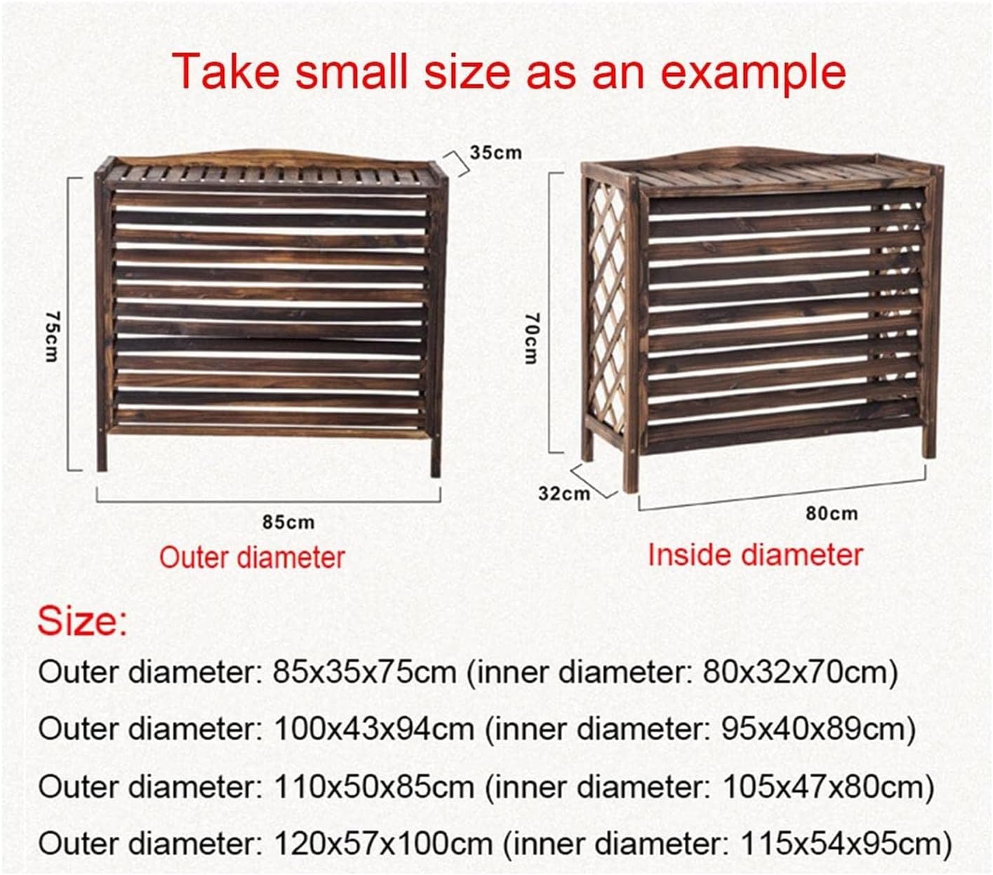 Housse De Climatiseur En Bois Massif Et écran De Garde-corps – Poubelle Multifonction Avec Support De Fleur Pour Pompe à Chaleur, Grille De Protection Pour Une Utilisation En Extérieur
