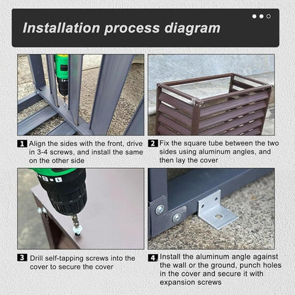 GENERIC Cache-unité AC En Aluminium, Mini écran De Clôture Pour Pompe à Chaleur Fendue, Couverture De Réduction Du Bruit Extérieur à 3 Panneaux, Convient Aux Climatiseurs De 110 X 80 X 60 Cm, Marron