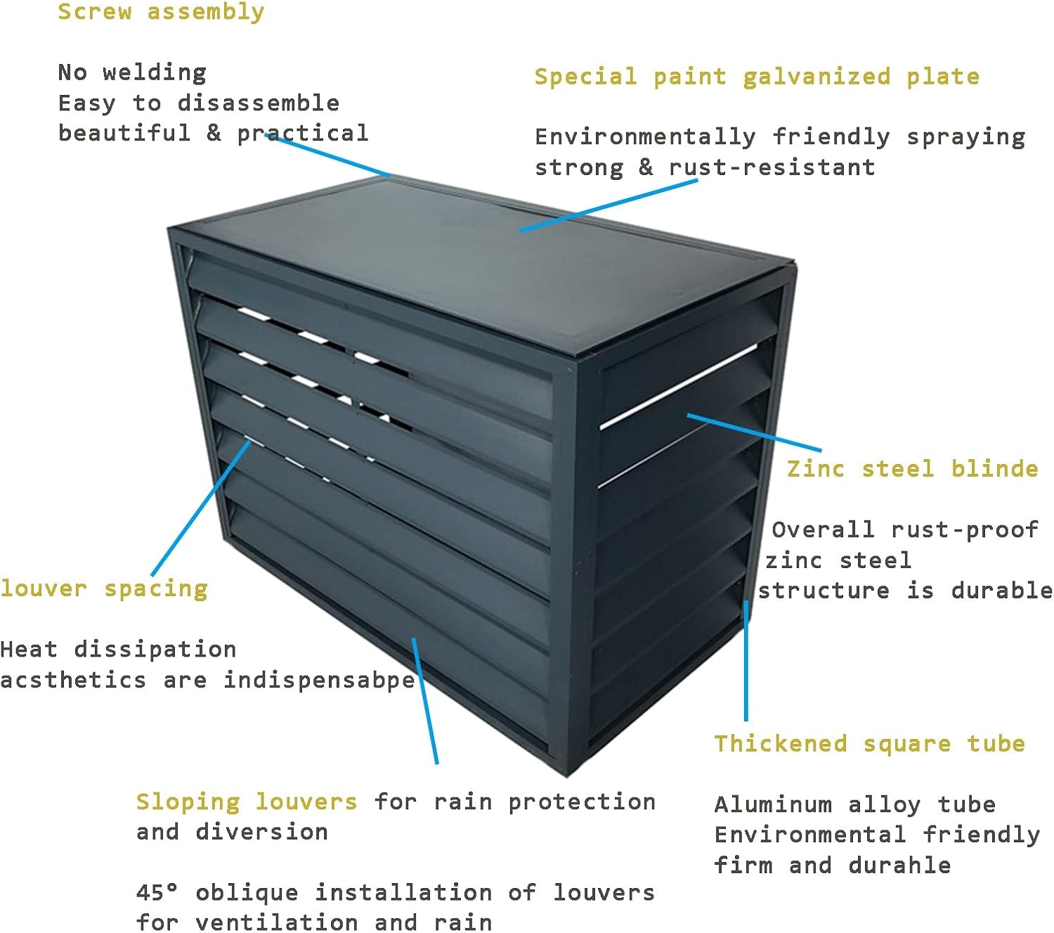 GENERIC Écran De Clôture Pour Climatiseur Extérieur - Volets En Alliage D'aluminium Et Support De Fleurs - Couvercle En Métal Anti-corrosion Pour Unités Extérieures - Support élégant Pour Plantes (blanc