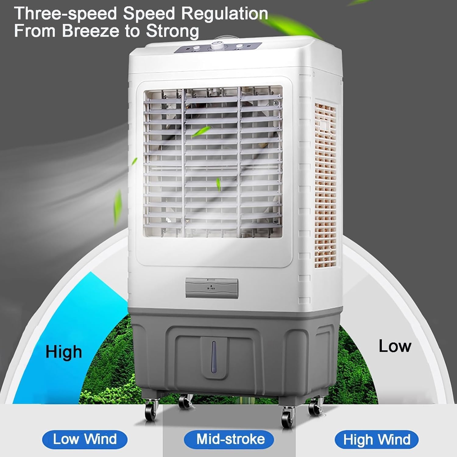 GENERIC Refroidisseur D'air Portable, Climatiseur Par évaporation 3 En 1, Léger, Faible Bruit, Persiennes Oscillantes, 3 Vitesses Du Vent, Grande Capacité Pour L'intérieur Et L'extérieur
