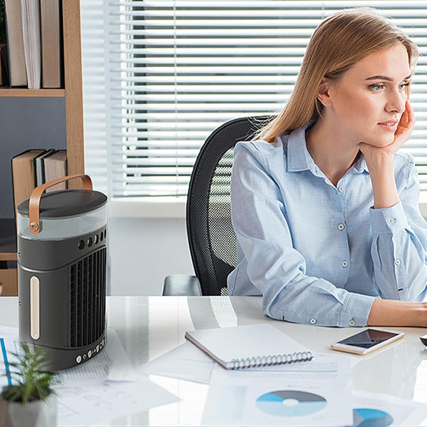 GENERIC Refroidisseur D'air Par évaporation | Refroidisseurs Par évaporation Pour Climatiseur – Chargement USB, 3 Vitesses De Vent, Ventilateurs De Refroidissement D'air à Faible Bruit Pour Petite Pièce,