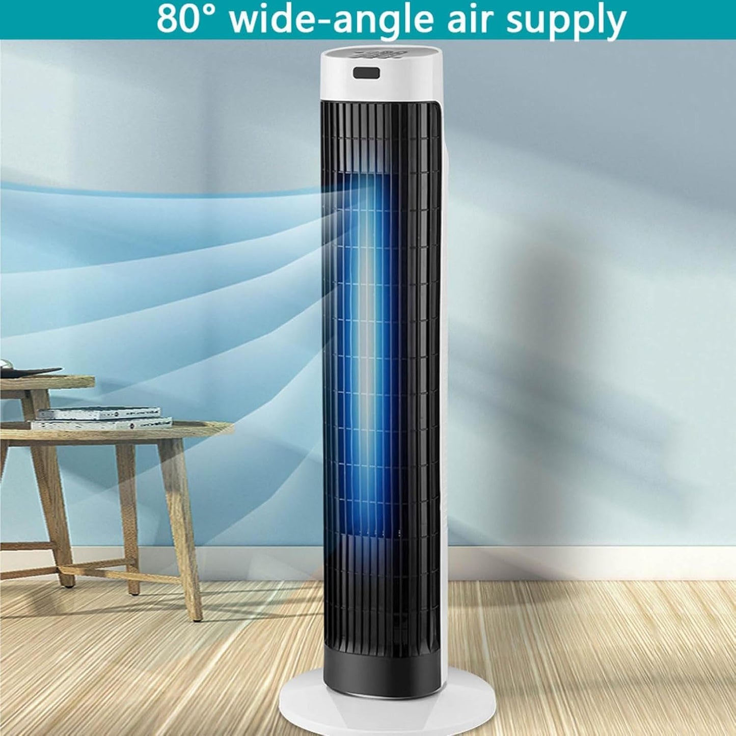  Climatiseur Portable, Ventilateur Tour Silencieux Avec Air Froid, 3 Vitesses Et 3 Modes, Refroidisseur Oscillant à 80° Sans Pales Pour Chambre à Coucher, Bureau à Domicile