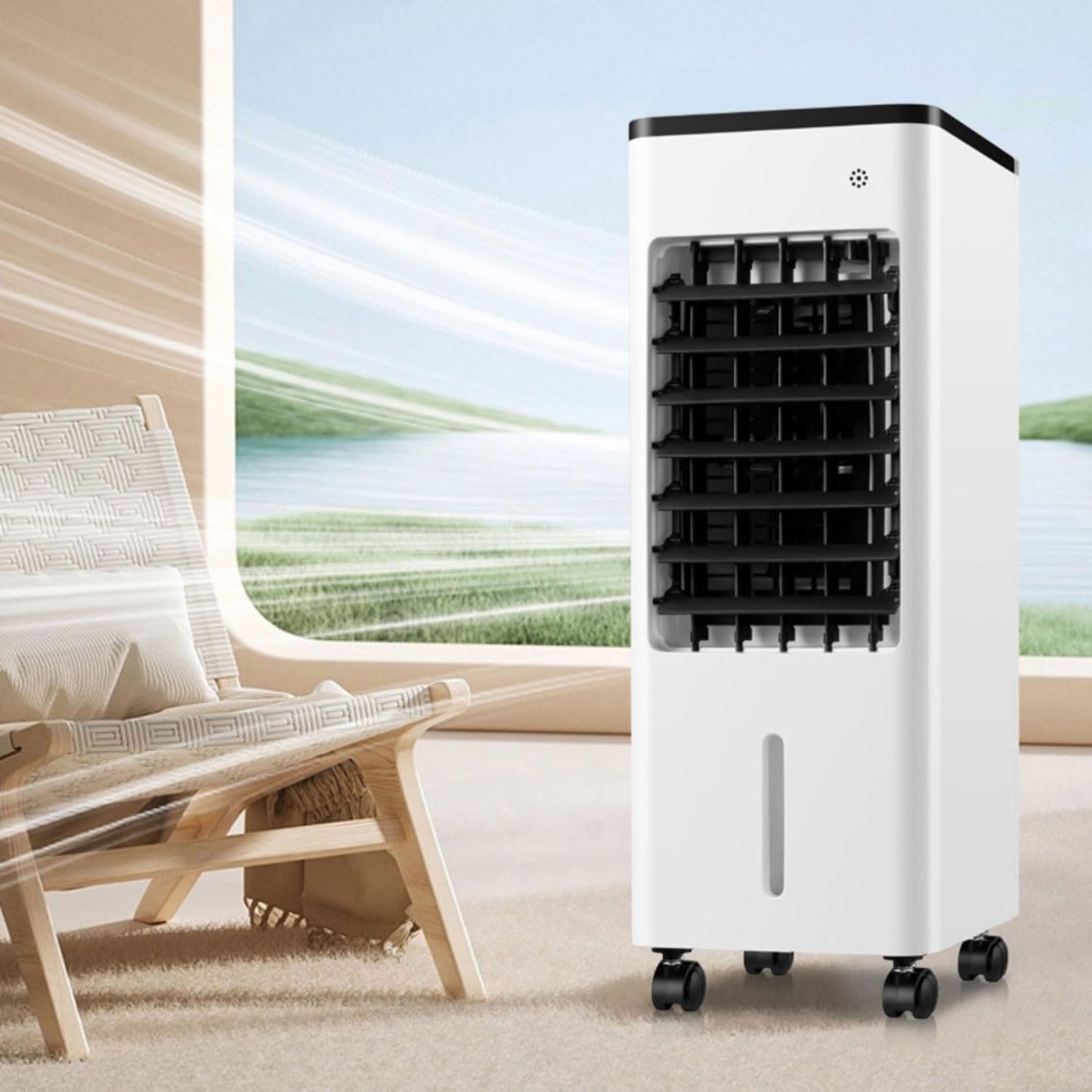 GENERIC Climatiseur Portable à 3 Vitesses, Oscillant à 90°, Fonctionnement Silencieux, Affichage Numérique, Minuterie De 8 Heures, Refroidisseur D'air Par évaporation Avec Ventilateur De Refroidissement à