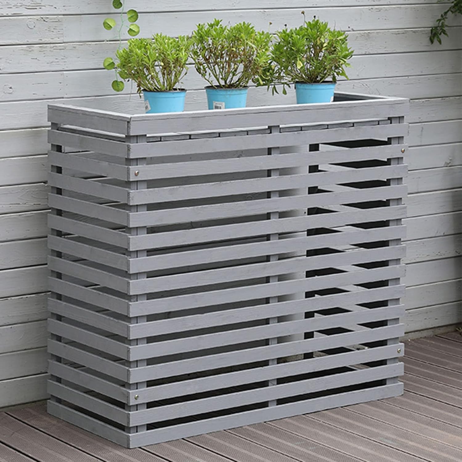 Housse En Bois Pour Climatiseur – Protection Extérieure Pour Climatiseurs Et Pompes à Chaleur – Clôture élégante Pour Dissimuler Le Climatiseur, Idéale Pour Une Utilisation En Extérieur