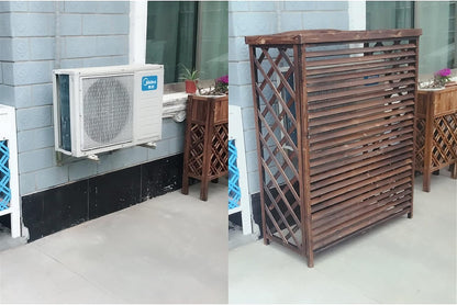  Housse Climatiseur Extérieur Couverture,Couvercle De Climatiseur En Bois Support De Climatiseur Extérieur En Bois, Grille Couvercle Extérieur De Climatiseur En Bois Anti-corrosion à Persiennes, S