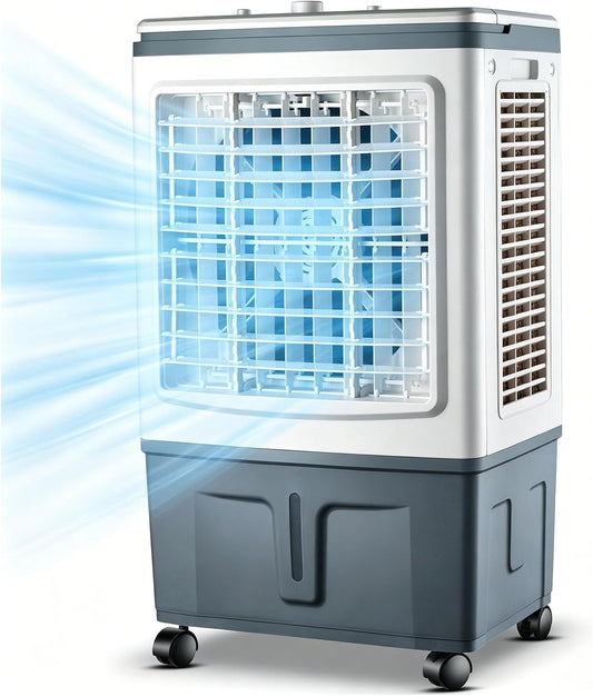 GENERIC Ventilateur Refroidisseur D'air Portable Avec Réservoir De 30 L Et Blocs De Glace, Coussin à 3 Côtés, Balançoire à 120°, Roues à 360°, 3 Vitesses, For Chambre, Atelier Et Terrasse