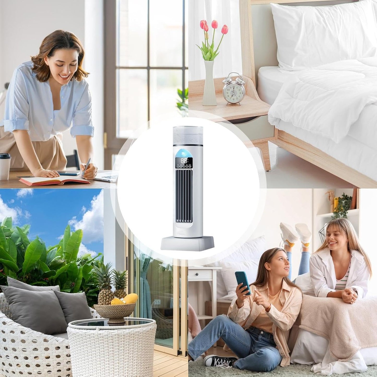  Rafraîchisseur Évaporatif Sans Pales Portable, Mini Climatiseur Personnel À Air Froid Avec Télécommande Et Minuterie, Humidificateur Silencieux Pour Chambre, Bureau Et Dortoir