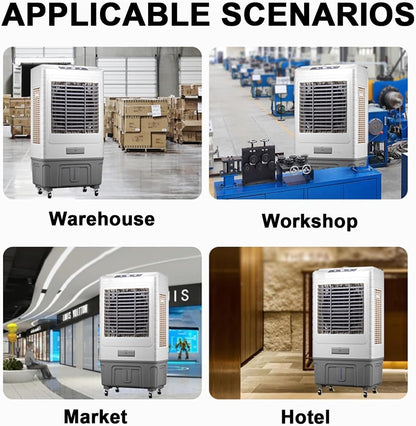 GENERIC Refroidisseur D'air évaporatif 3 En 1 Avec Réservoir De 55L, Ventilateur Et Humidificateur à Courant Alternatif Portable Pour Les Grandes Pièces, Refroidissement Continu 10H, Fonctionnement à Faible B