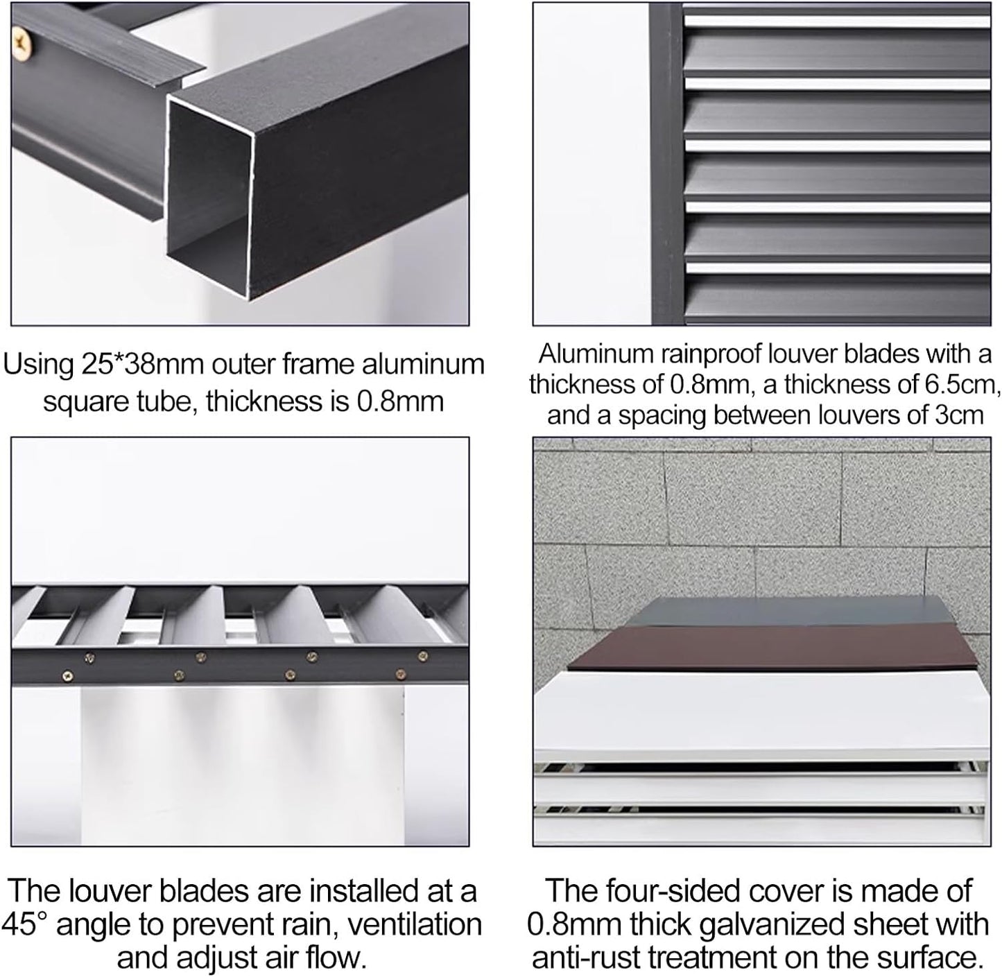 GENERIC Housse De Climatiseur En Aluminium Et Bouclier De Pompe à Chaleur, Stores D'unité Extérieure, Protection AC Divisée, Clôture D'intimité Pour L'extérieur (couleur : Blanc, Taille : Personnalisé)