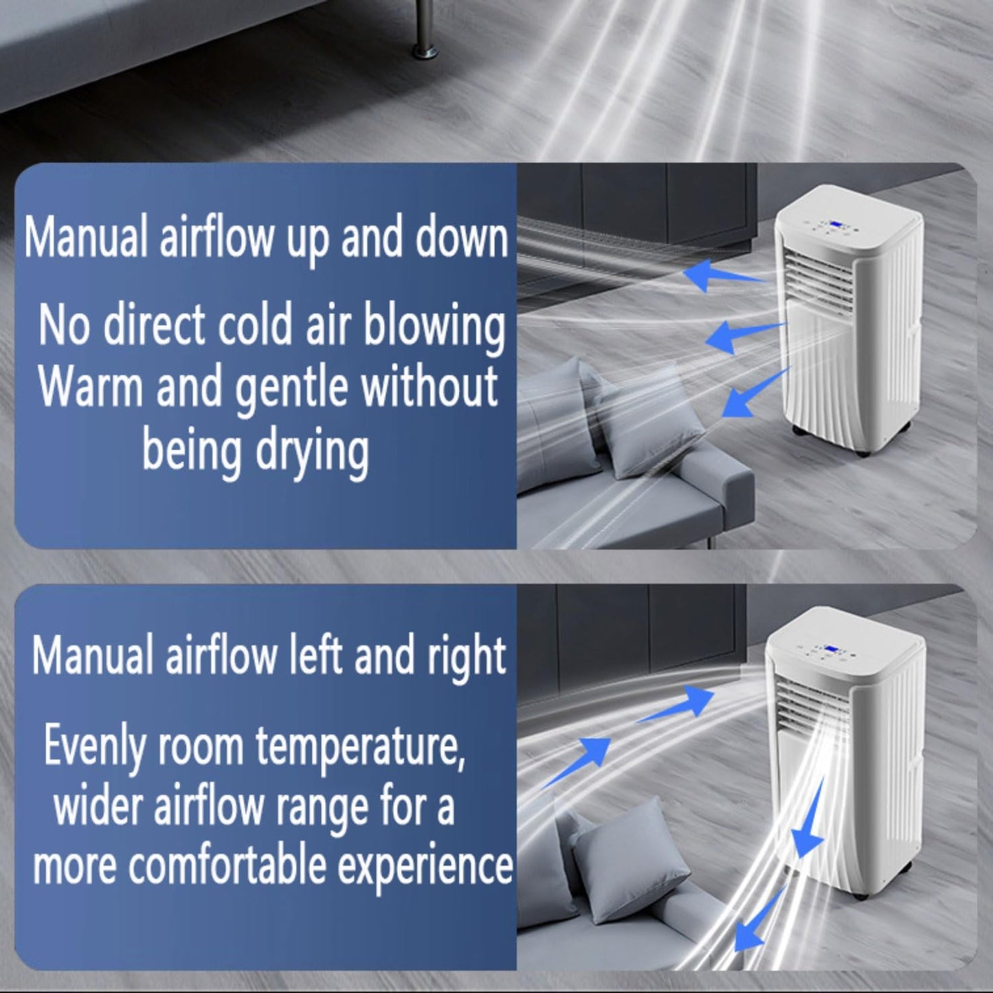 GENERIC Climatiseur Portable Compact Avec Déshumidificateur Et Télécommande, Ventilateur Oscillant à 120° Pour Salle De Refroidissement, Bureau, Voiture