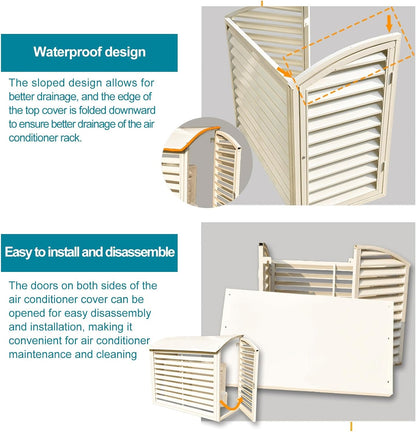  Housse De Protection Pour Climatiseur Mini-Split, Protection Extérieure En Aluminium, Compatible Avec Les Climatiseurs 1-3 P, Résistant Aux Intempéries Et Design élégant