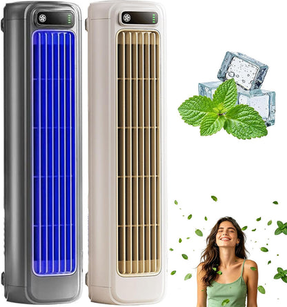  Bricoro Cooling Ace Rafraîchisseur D’Air Portable – Climatiseur Portable USB Avec Écran LED, 3 Vitesses, Refroidisseur D’Air Mural Silencieux Pour Bureau, Chambre, Cuisine Et Maison (Bleu*2)