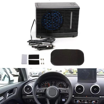  1 Ventilateur Portable Pour Voiture, Climatiseur Par évaporation Avec Eau Glacée, Faible Bruit, Vitesse Réglable, Alimenté Par USB Pour Véhicule, Cabine, Camping, Voyage, ABS Noir