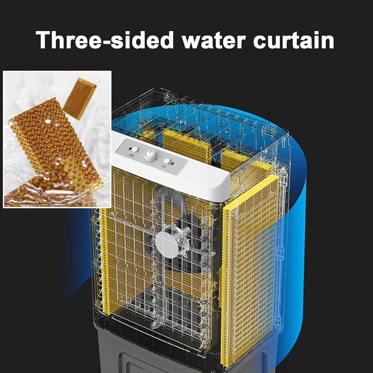  Ventilateur Rafraîchisseur D'air Par évaporation, Climatiseur 3 En 1 Avec Grand Réservoir D'eau Et Humidificateur, Idéal Pour Rafraîchir Des Pièces Jusqu'à 90 M².