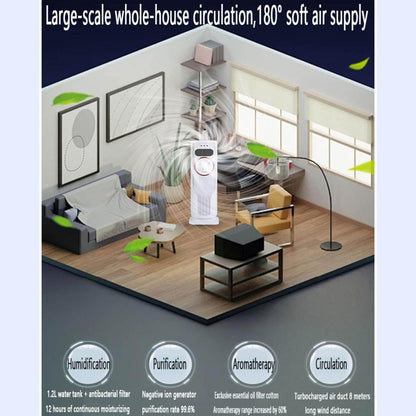 GENERIC Refroidisseur D'air Par évaporation Avec Télécommande, 4 Modes, 3 Vitesses, écran LED, Ventilateur De Refroidissement Portable Avec Minuterie De 12 H, Réservoir De 1,2 L, Design Silencieux Sans Pales