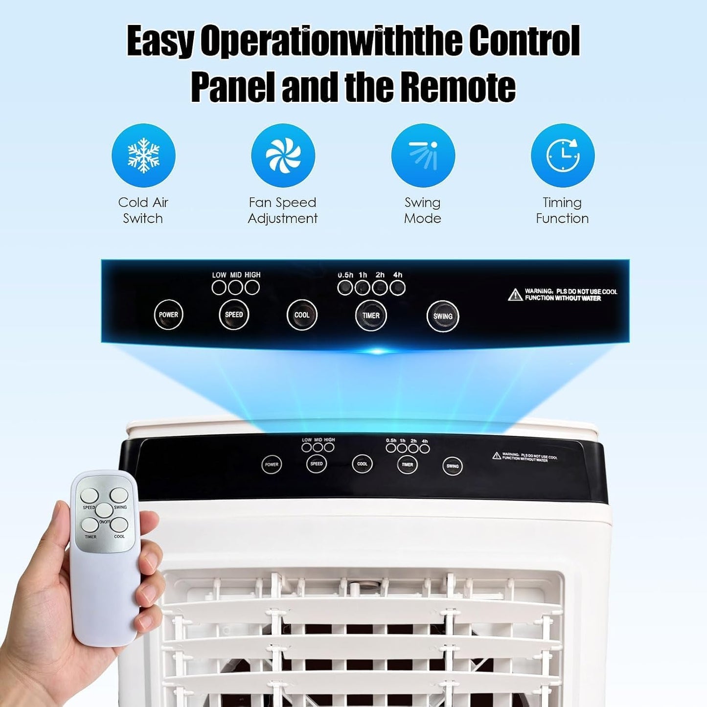 GENERIC Refroidisseur D'air Par évaporation, 3 100 CFM Avec 3 Modes, Vitesses Du Vent, Oscillation à 120°, Minuterie De 0 à 7,5 H, AC Portable Pour Terrasse, Garage, Utilisation Commerciale
