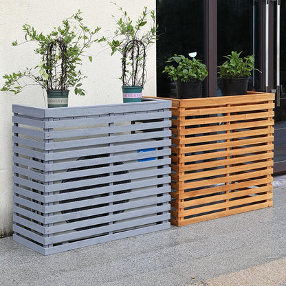 GENERIC Housse De Protection Pour Climatiseur D'extérieur En Bois Massif Avec Persiennes Et Support De Fleurs, 105 X 45 X 95 Cm, Protection Contre Les Intempéries Pour Unités De Climatisation