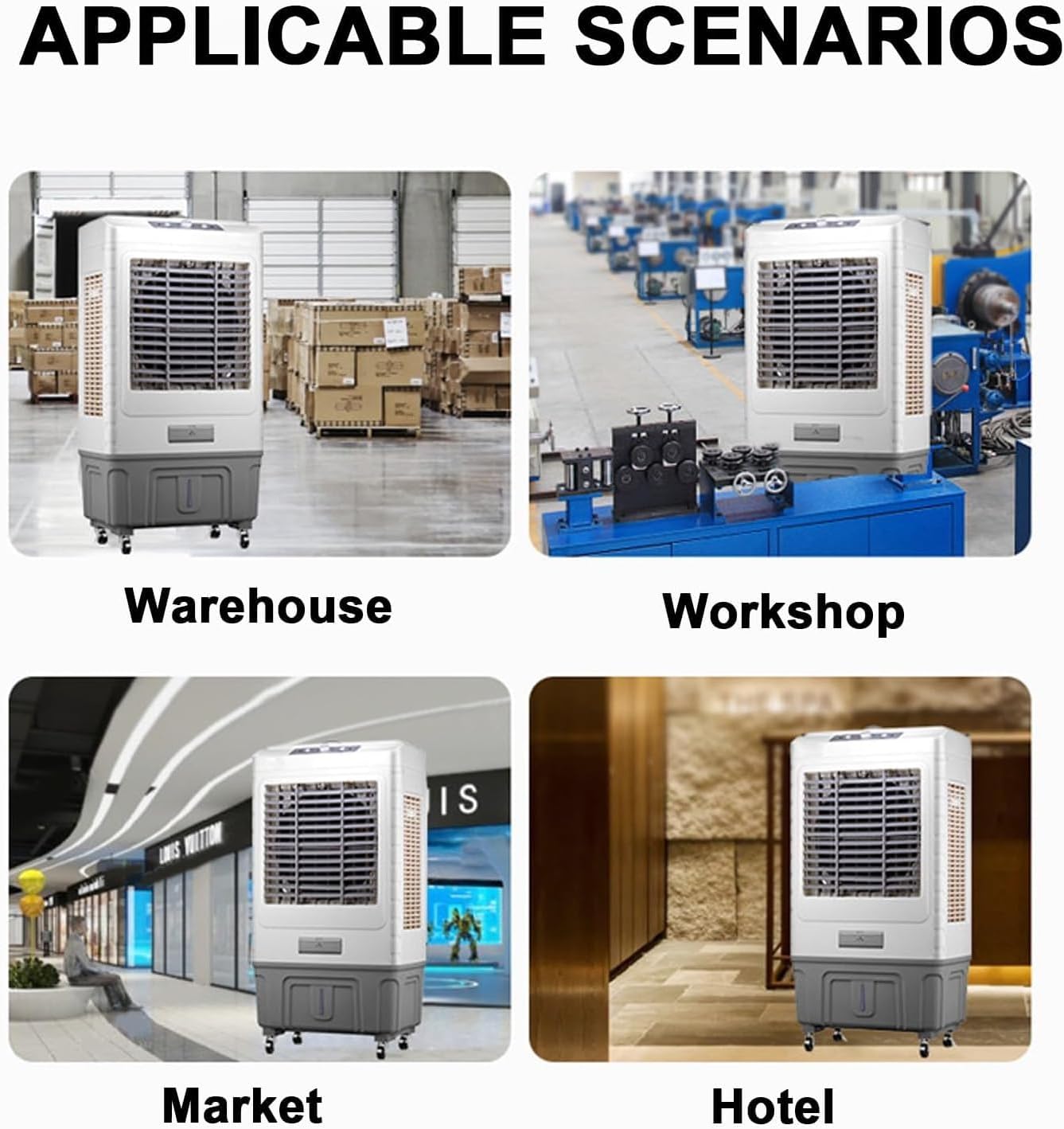 GENERIC Refroidisseur D'air Portable, Climatiseur Par évaporation 3 En 1, Léger, Faible Bruit, Persiennes Oscillantes, 3 Vitesses Du Vent, Grande Capacité Pour L'intérieur Et L'extérieur