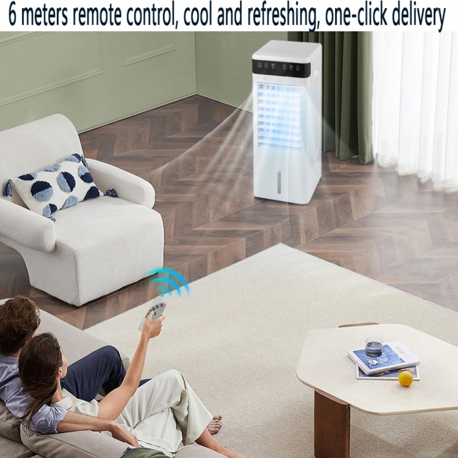 GENERIC Ventilateur De Sol Mobile Refroidi à L'eau, Climatiseur Oscillant Silencieux Avec 3 Vitesses De Vent Et Réservoir D'eau De 4 L Pour La Maison Et Le Bureau