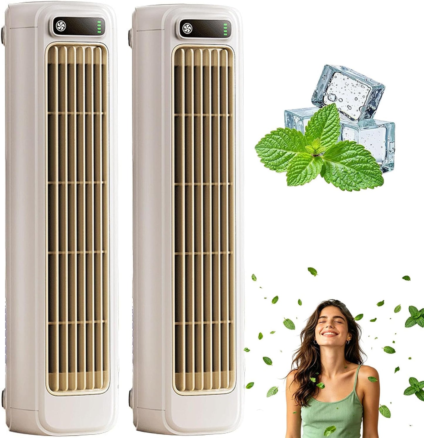  Bricoro Cooling Ace Rafraîchisseur D’Air Portable – Climatiseur Portable USB Avec Écran LED, 3 Vitesses, Refroidisseur D’Air Mural Silencieux Pour Bureau, Chambre, Cuisine Et Maison (Bleu*2)