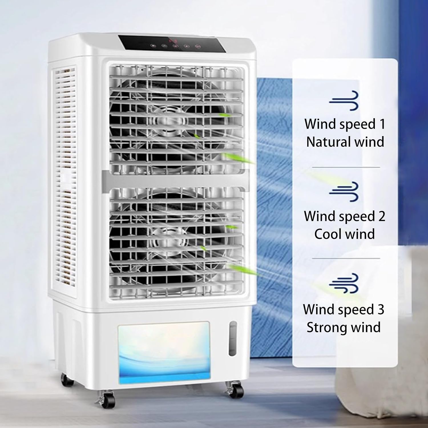 GENERIC Refroidisseur Par évaporation Portable, Refroidisseur D'air De Marais à 3 Vitesses Avec Roues Universelles Et Réservoir D'eau Pour Terrasse, Cour Et Utilisation En Usine