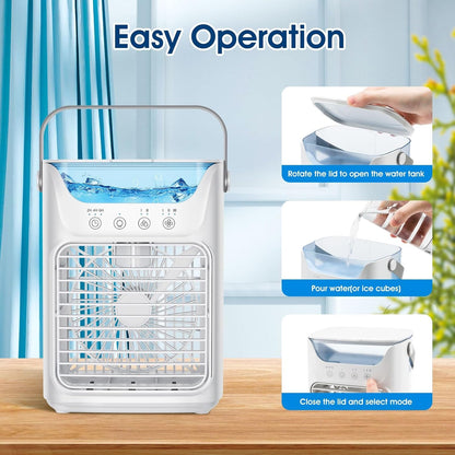 GENERIC Refroidisseur D'air Portable – Tundra Freeze Avec 3 Vitesses De Vent, 7 Lumières LED, Réservoir D'eau De 700 Ml Pour La Maison, Le Bureau Et La Chambre à Coucher