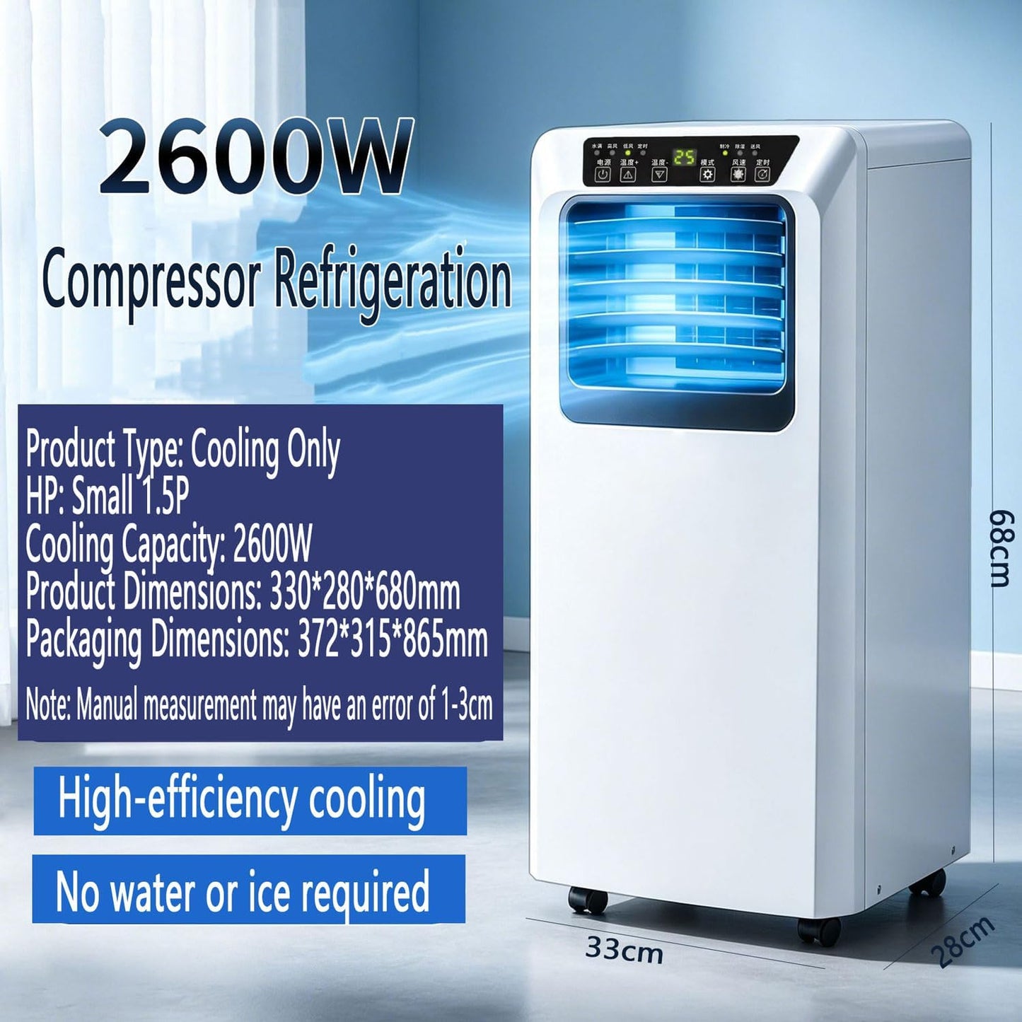 GENERIC Climatiseur Portable Avec Télécommande, Déshumidificateur à Refroidissement Rapide, Mode Veille Silencieuse, Kit De Fenêtre Inclus, Ventilateur De Refroidissement Oscillant à 120° Pour Une Utilisation
