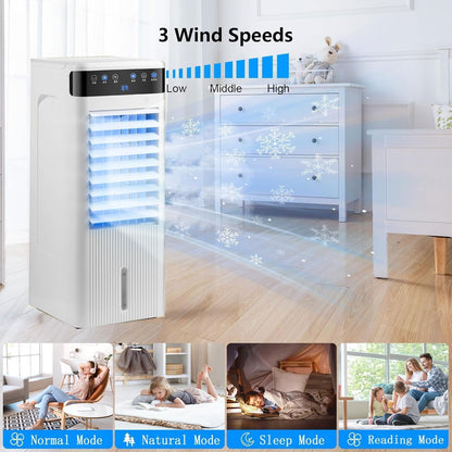 GENERIC Ventilateur De Sol Mobile Refroidi à L'eau, Climatiseur Oscillant Silencieux Avec 3 Vitesses De Vent Et Réservoir D'eau De 4 L Pour La Maison Et Le Bureau