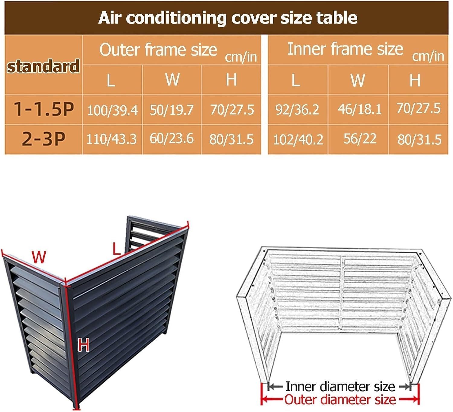 GENERIC Housse En Aluminium Pour Climatiseur Et Clôture D'intimité – Grille De Protection Extérieure Pour Condensateurs Et Pompes à Chaleur – Design Résistant Aux Intempéries