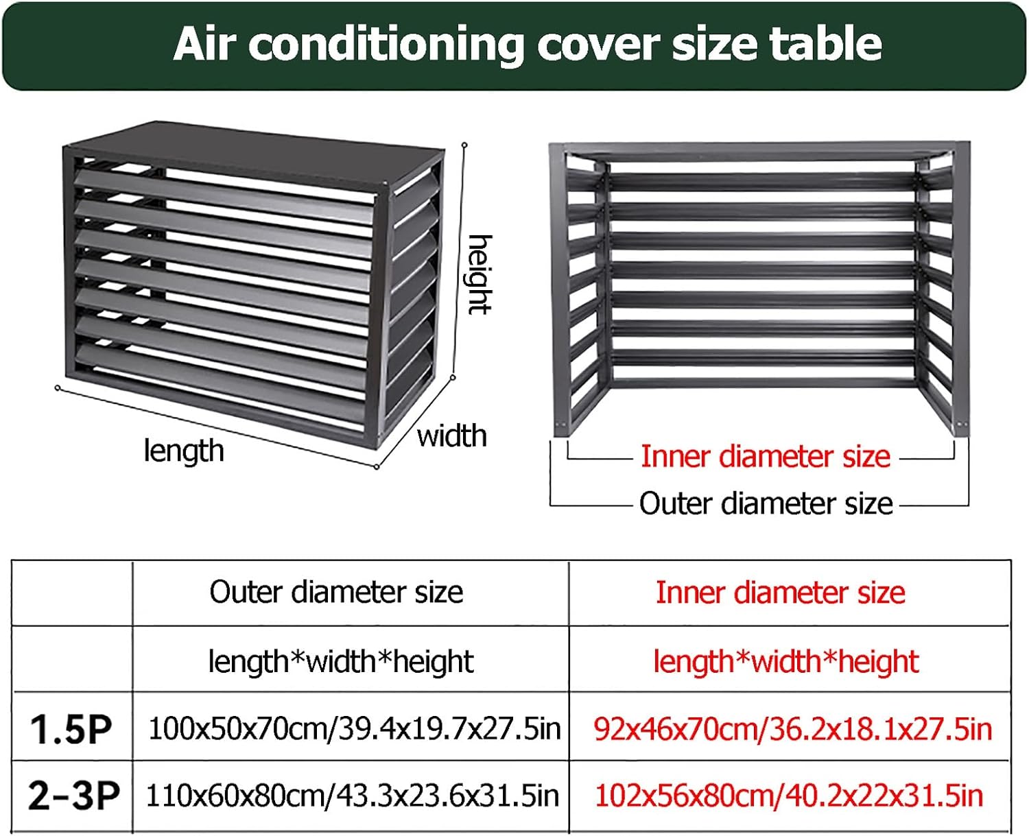  Housse En Aluminium Résistant Aux Intempéries Pour Climatiseur – Grille Pour Climatisation Extérieure Et Pompes à Chaleur, Bouclier Pour Rangement De Jardin Et Boîtiers, Ion Toutes Saisons