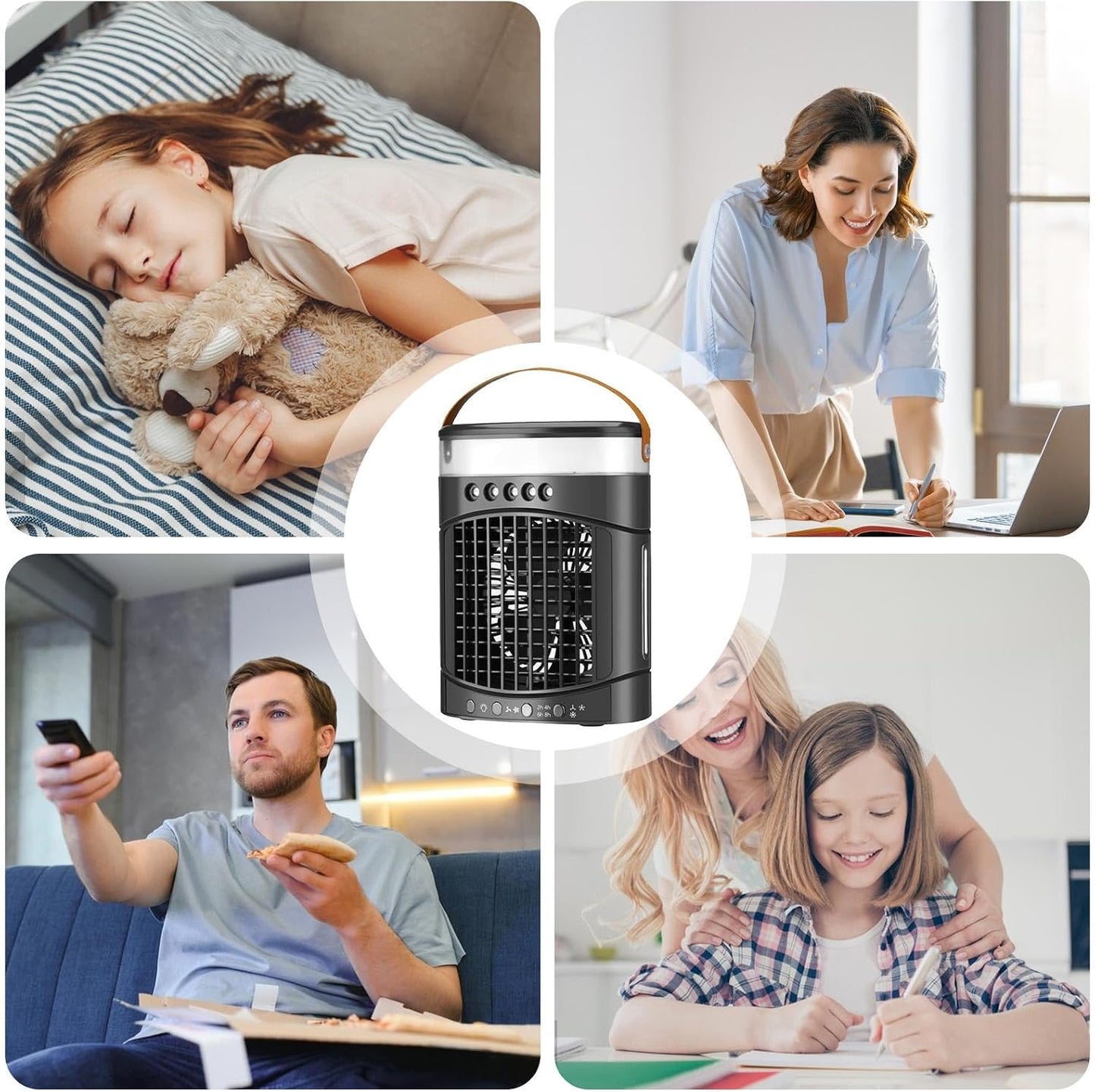 GENERIC Refroidisseur D'air Par évaporation | Refroidisseurs Par évaporation Pour Climatiseur – Chargement USB, 3 Vitesses De Vent, Ventilateurs De Refroidissement D'air à Faible Bruit Pour Petite Pièce,