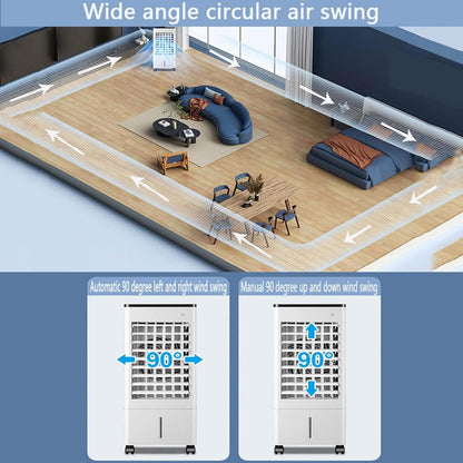 GENERIC Climatiseur Portable 3 En 1, Refroidisseur D'air Avec Minuterie De 15 H, Réservoir De 9 L, Télécommande, Ventilateur à 3 Vitesses Pour Chambre Et Bureau
