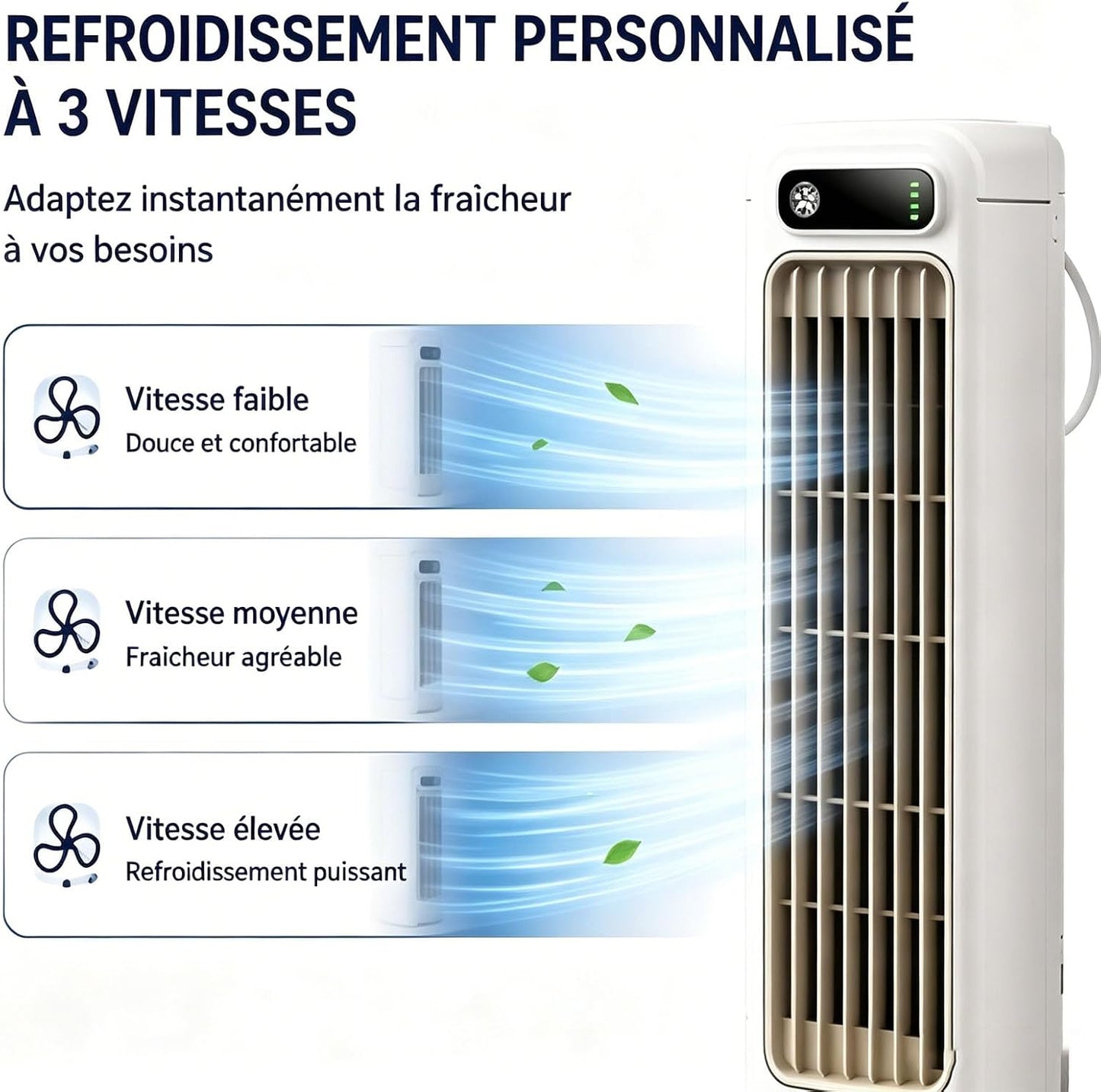  Bricoro Cooling Ace Rafraîchisseur D’Air Portable – Climatiseur Portable USB Avec Écran LED, 3 Vitesses, Refroidisseur D’Air Mural Silencieux Pour Bureau, Chambre, Cuisine Et Maison (Bleu*2)