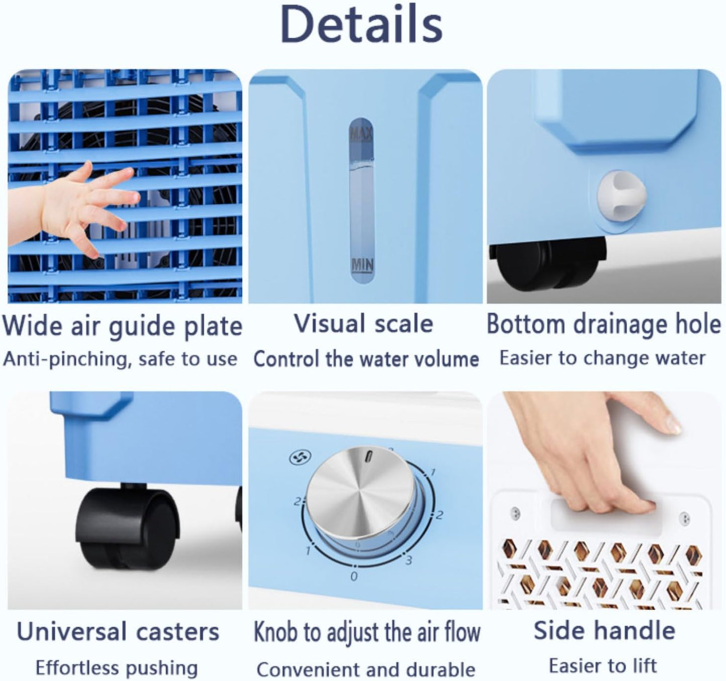 GENERIC Ventilateur De Refroidisseur D'air Portable Avec Packs De Glace, Unité De Climatisation évaporative 3 En 1, 36dB Whisper Silencieux, 120 ° Oscillant, Conception Mobile Pour Bureau De Chambre