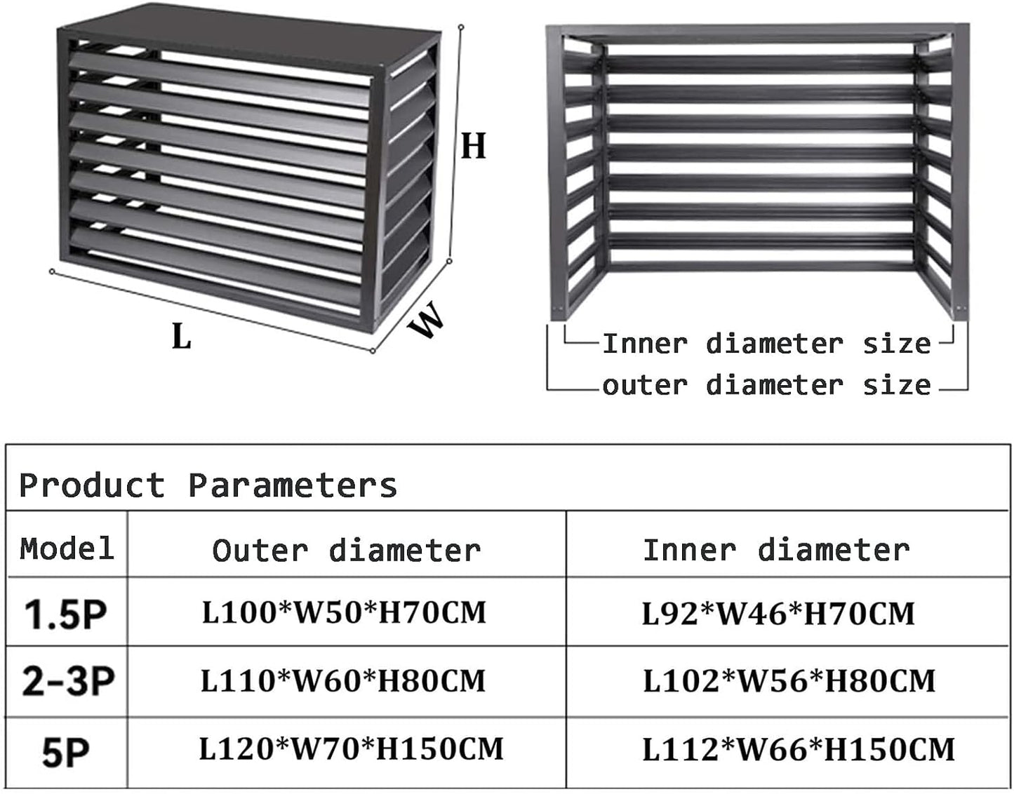 GENERIC Clôture D'intimité Pour Climatiseur Extérieur – Boîtier En Aluminium Avec Porte-fleurs Et Volets à Persiennes Idéal Pour Les Unités De Climatisation, Séparateur D'espace Résistant Aux Intempéries