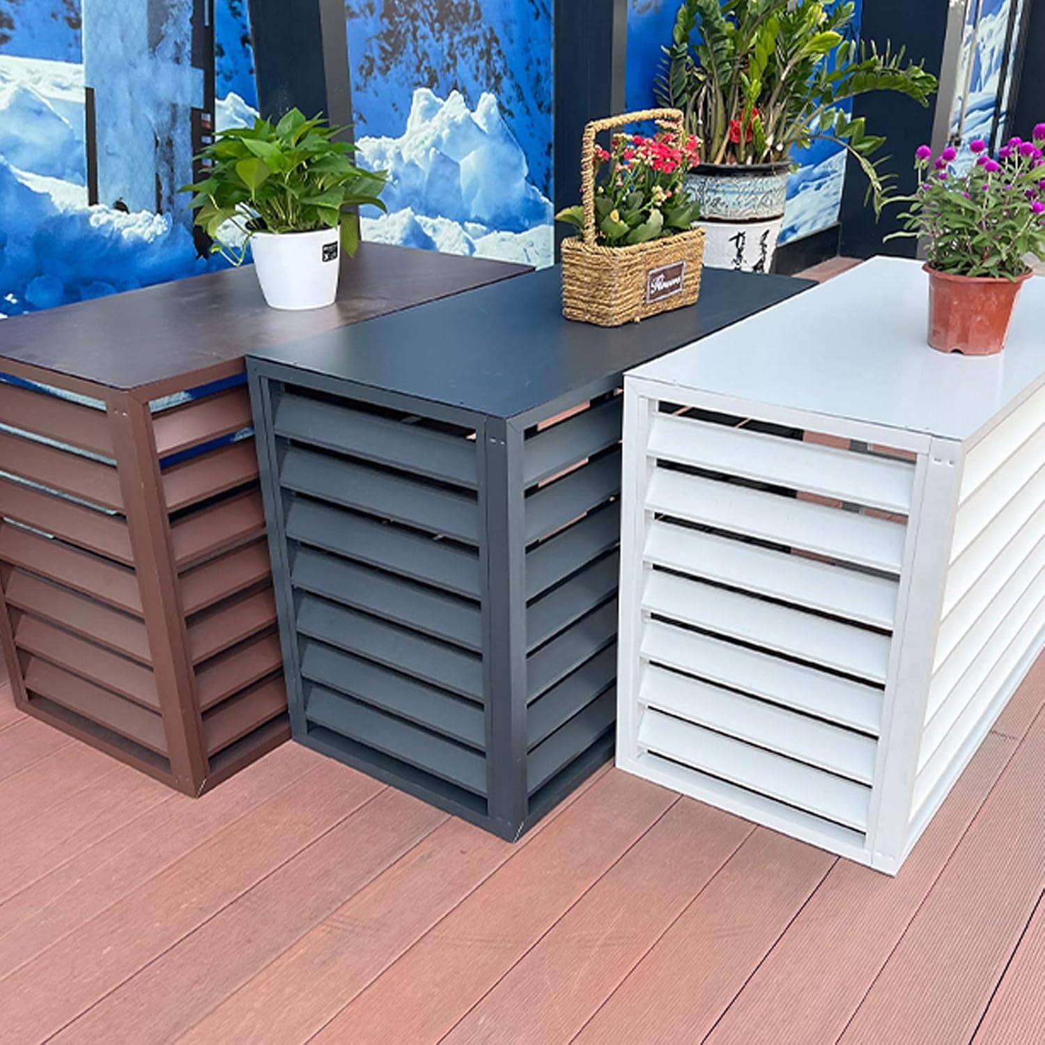 GENERIC Housse De Protection Pour Climatiseur, Mini Unité De Climatisation En Extérieur, Bouclier Antivol En Aluminium Robuste, Protection De Radiateur Résistante Aux Intempéries, Amélioration De L'efficacité