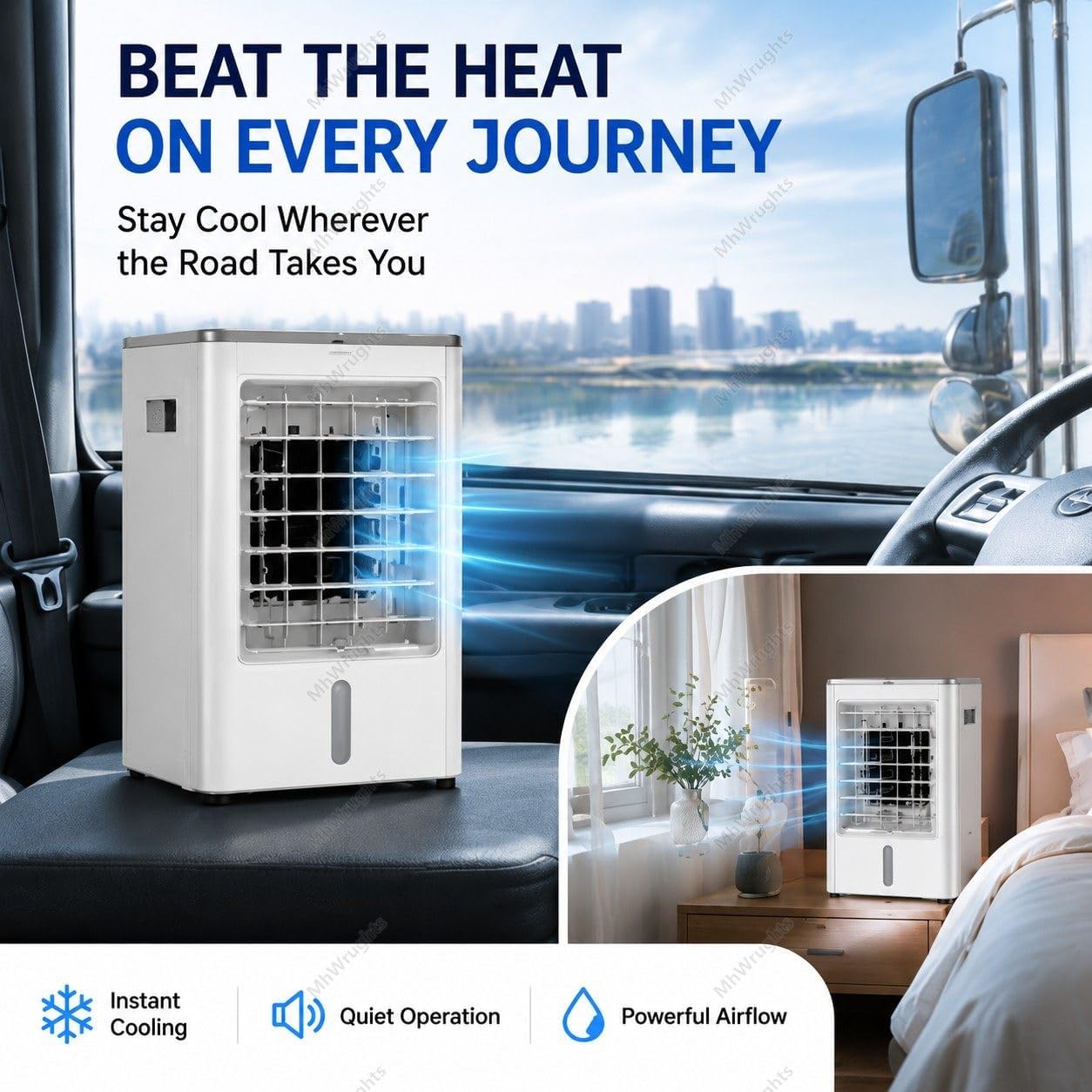 Climatiseur 4 En 1 Pour Camions, Ventilateur Portable à 3 Vitesses Et 4 Modes, Refroidissement Rapide, Idéal Pour Les Semi-remorques, Les Bus, Les Camping-Cars Et Les Habitations Car-24V