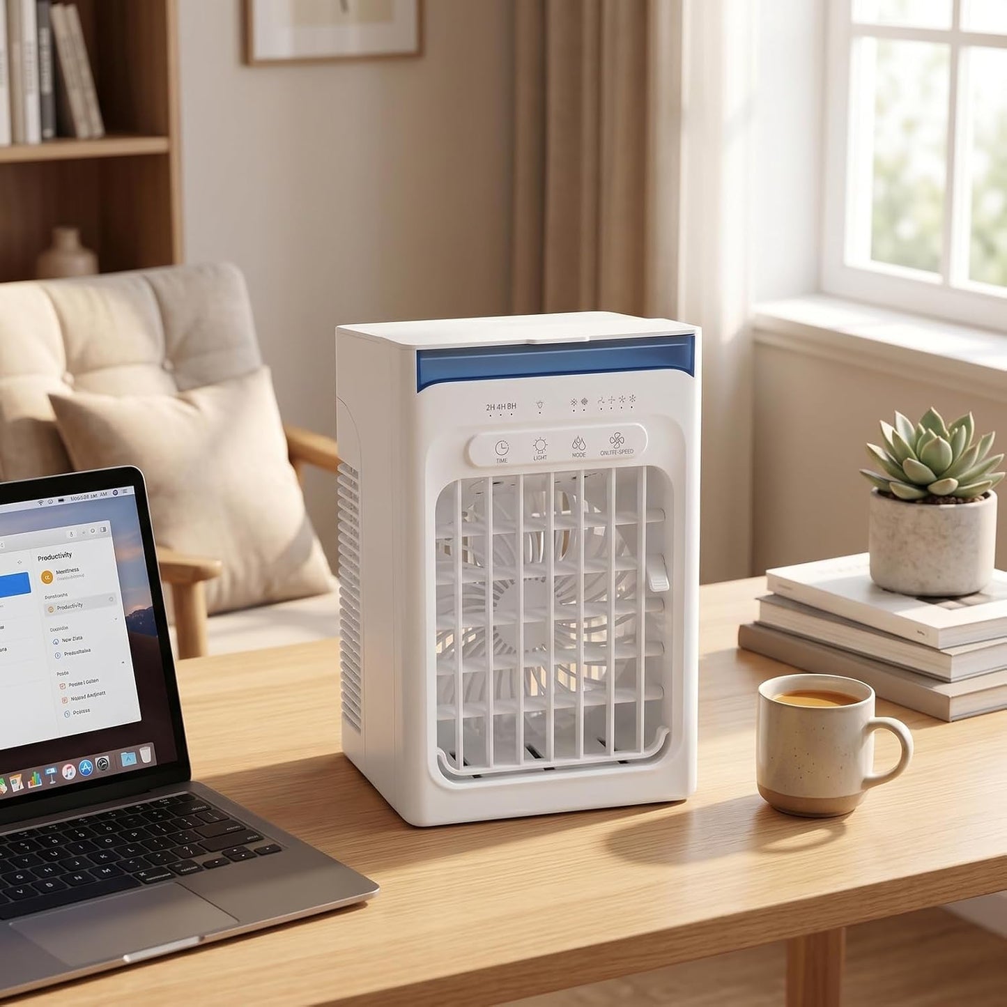  Annadue Refroidisseur D'air Portable, Ventilateur De Climatiseur Par évaporation USB Avec Réservoir D'eau De 1000 Ml, Mini Ventilateur De Refroidissement De Bureau Pour Chambre à Coucher, Bureau à