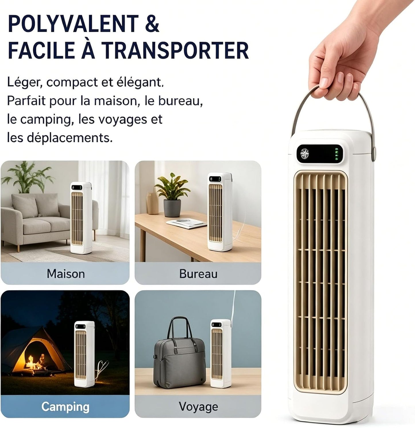  Bricoro Cooling Ace Rafraîchisseur D’Air Portable – Climatiseur Portable USB Avec Écran LED, 3 Vitesses, Refroidisseur D’Air Mural Silencieux Pour Bureau, Chambre, Cuisine Et Maison (Bleu*2)
