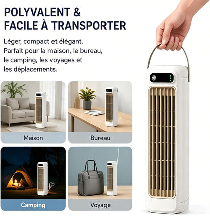  Bricoro Cooling Ace Rafraîchisseur D’Air Portable – Climatiseur Portable USB Avec Écran LED, 3 Vitesses, Refroidisseur D’Air Mural Silencieux Pour Bureau, Chambre, Cuisine Et Maison (Bleu*2)